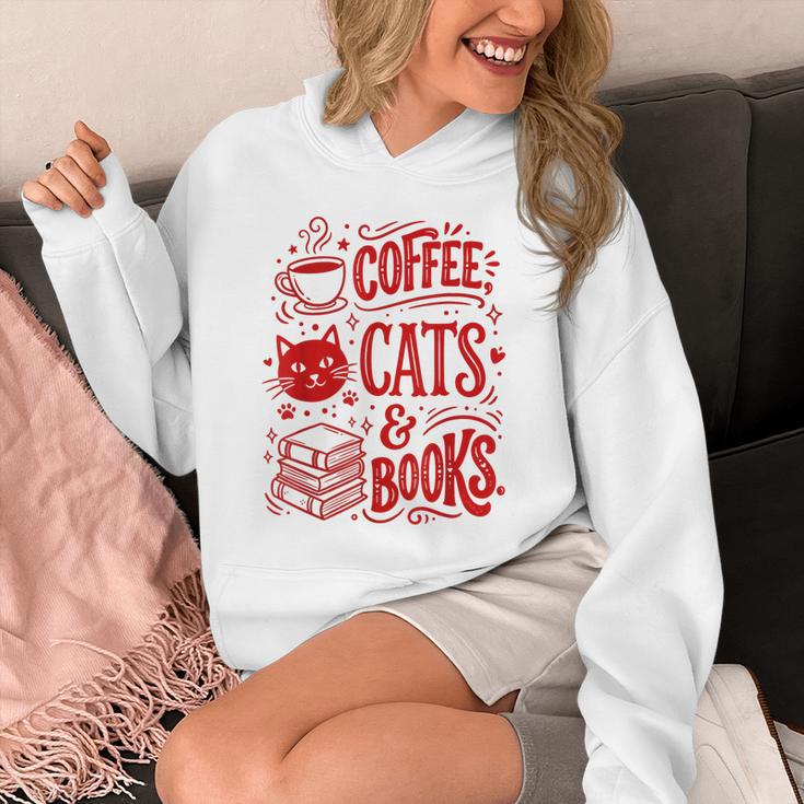 Coffee Cats And Books Lover Reading Unisex Hoodie Coffee Cats And Books Lover Reading Unisex Hoodie