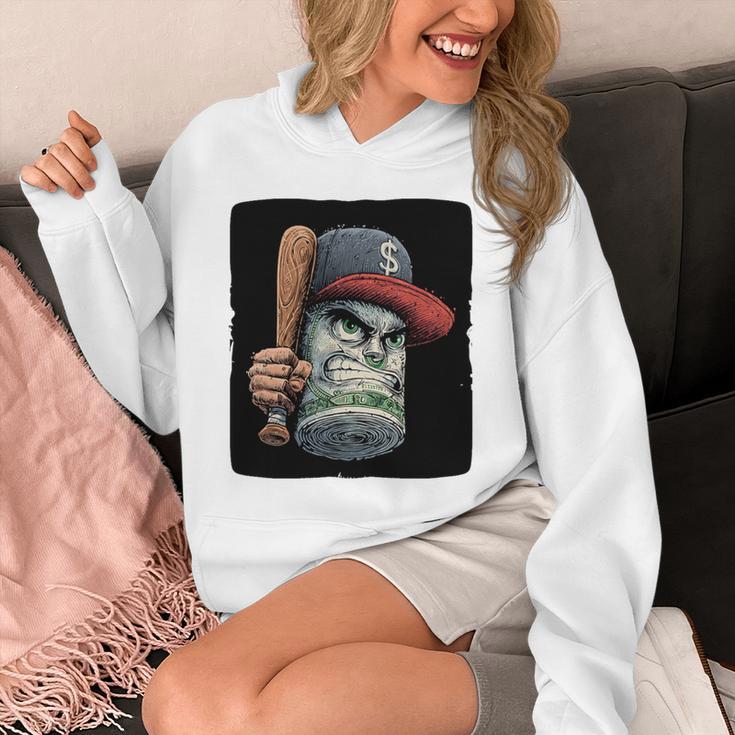Cool Dollar Bill Guy With Cap And Baseball Costume Premium Tri-Blend Unisex Hoodie