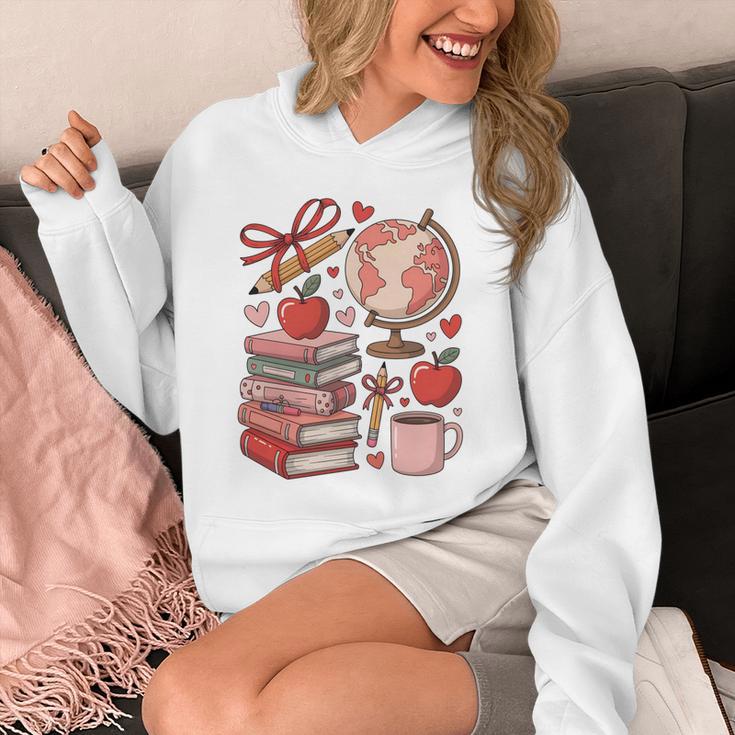 Coquette Teacher School Supplies Bows Books Globe Apple Cute Unisex Hoodie