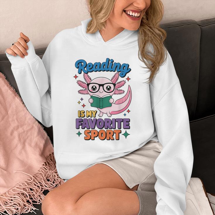 Cute Axolotl Reads Books Reading Is My Favorite Sport Book Unisex Hoodie