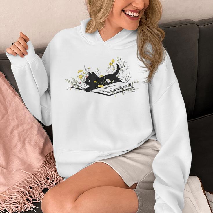 Cute Book Cat Book Lover Floral Teacher Life Women Unisex Hoodie Cute Book Cat Book Lover Floral Teacher Life Women Unisex Hoodie