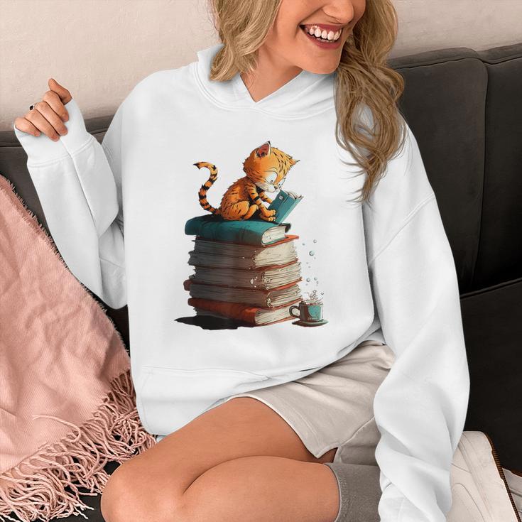 Cute Cat Lovers Book Lovers For Women And Men Unisex Hoodie