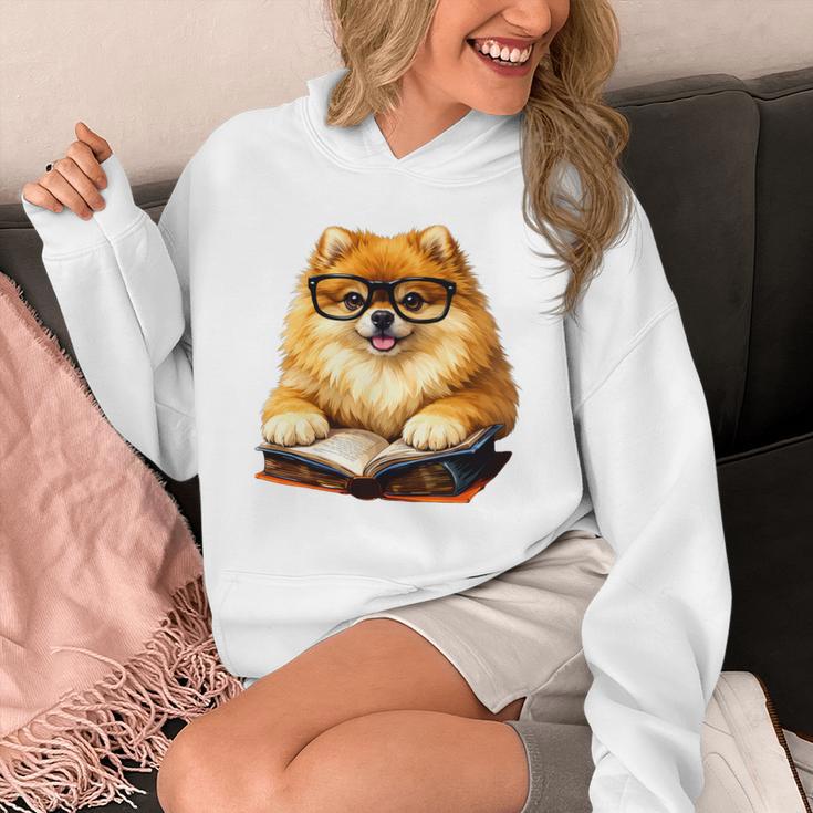 Cute Dog Pomeranian Reading Book Premium Tri-Blend Unisex Hoodie