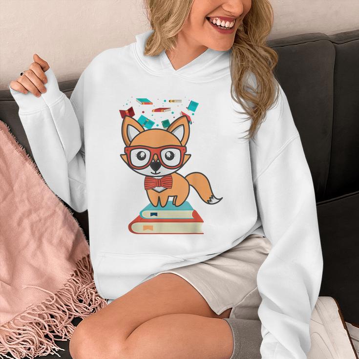 Cute Fox Smart Nerdy 1st Day School Teachers Students Books Unisex Hoodie