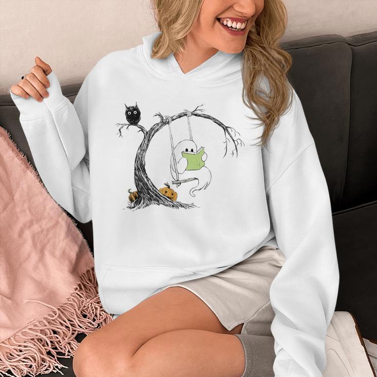 Cute Ghost Costume Reading Book Halloween Unisex Hoodie Cute Ghost Costume Reading Book Halloween Unisex Hoodie