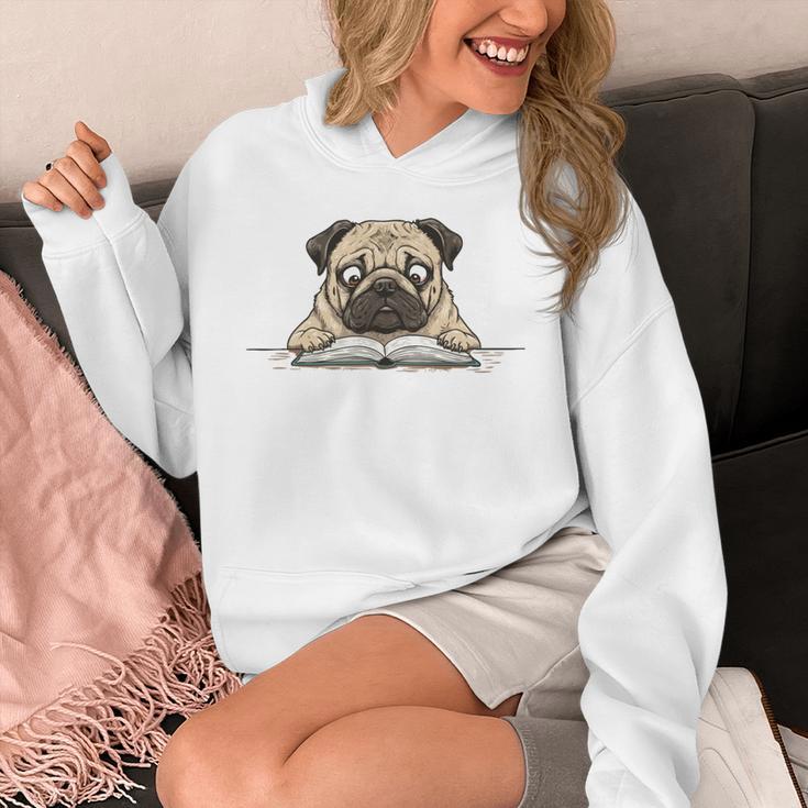 Cute Pug Dog Reading Book Love To Read Unisex Hoodie