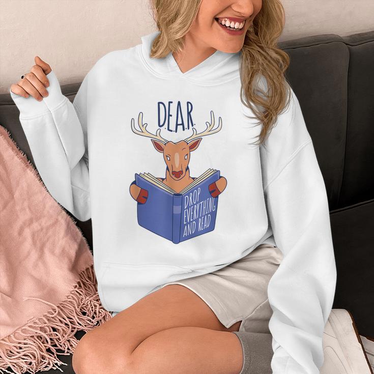 Dear Drop Everything And Read Book Reading Pun Graphic Unisex Hoodie