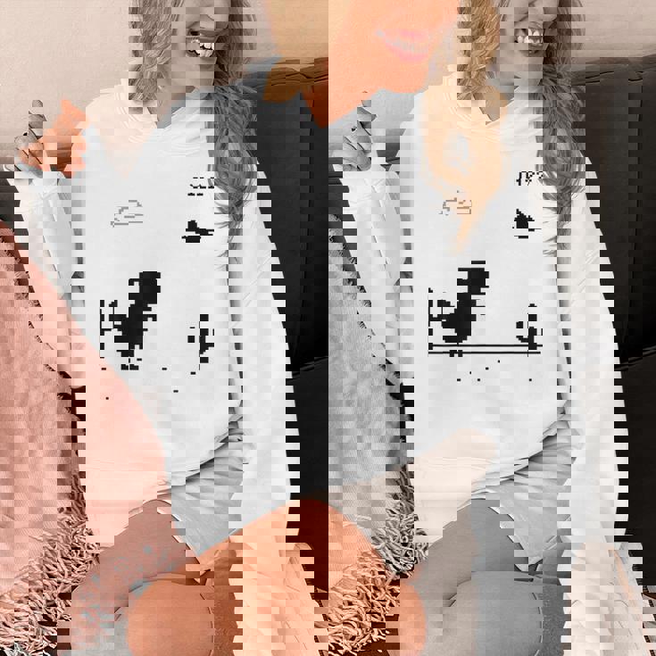 Dino T-Rex 恐竜 ピクセルゲーム インターネットなし オフライン 面白い 男性 パーカー