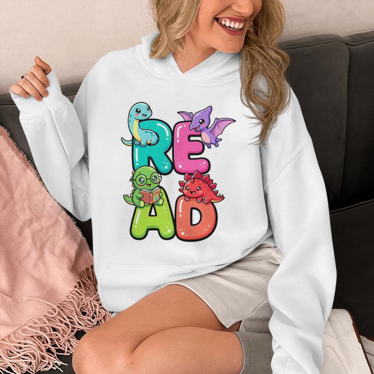 Dinosaur Read Book Lover Dino Reading Kids Premium Tri-Blend Unisex Hoodie