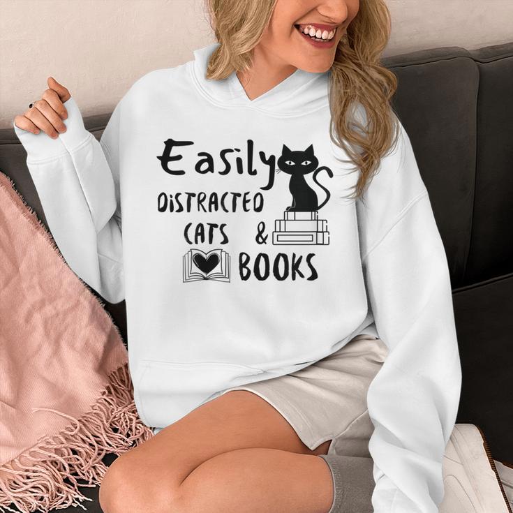 Easily Distracted Cats And Books Funny Book Lover Cat Gifts Women Unisex Hoodie Easily Distracted Cats And Books Funny Book Lover Cat Gifts Women Unisex Hoodie