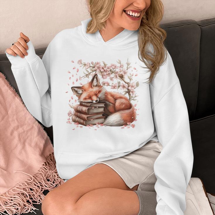 Fox And Book Lover Graphic For Women And Spring Pink Flower Unisex Hoodie Fox And Book Lover Graphic For Women And Spring Pink Flower Unisex Hoodie