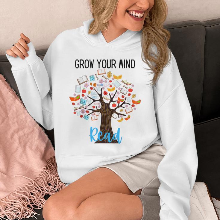 Grow Your Mind Read Reading Tree Books Librarian Teacher For Men Women Girls Kids Unisex Hoodie