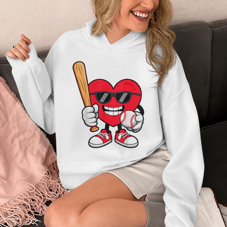 Heart Playing Baseball Valentines Day Unisex Hoodie