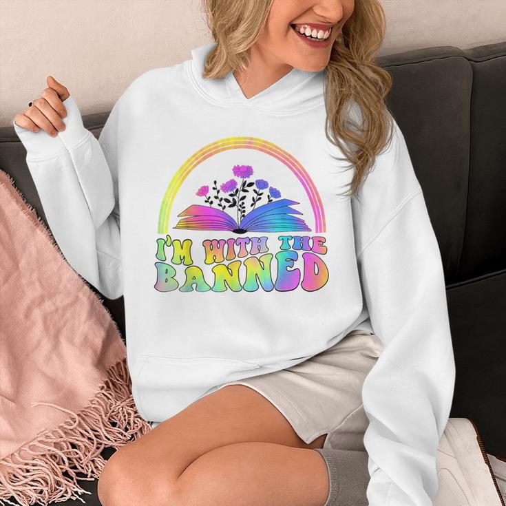I'm With The Banned Books Retro Tie Dye Wildflowers Unisex Hoodie
