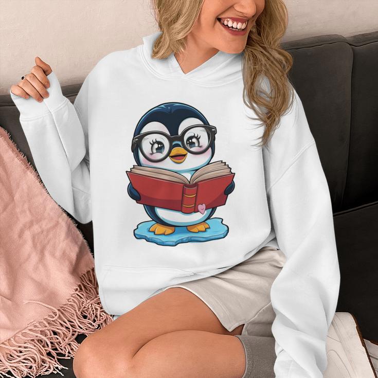 Kawaii Penguin In Cartoon Style With Book And Glasses Unisex Hoodie Kawaii Penguin In Cartoon Style With Book And Glasses Unisex Hoodie