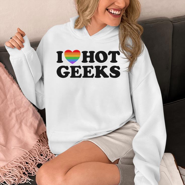 I Love Hot Geeks Cute Pride Gamer Book Nerd Fandom Fan Premium Tri-Blend Unisex Hoodie