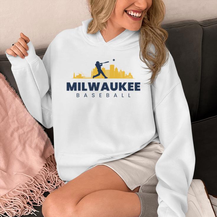 Milwaukee Baseball Minimalist City Skyline Baseball Lover Unisex Hoodie