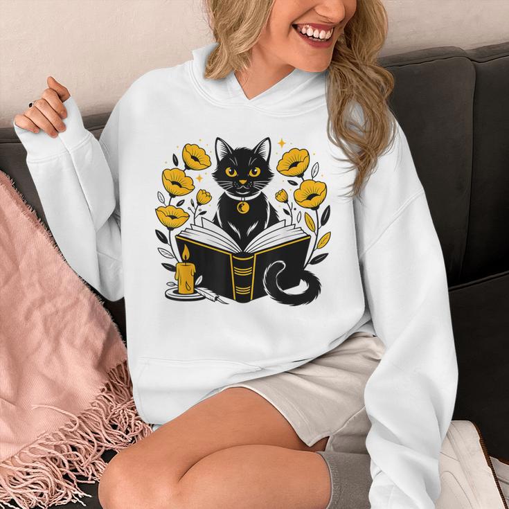 Mystic Cat With Spell Book Candle Flowers Witchcore Men Women Kids Unisex Hoodie Mystic Cat With Spell Book Candle Flowers Witchcore Men Women Kids Unisex Hoodie