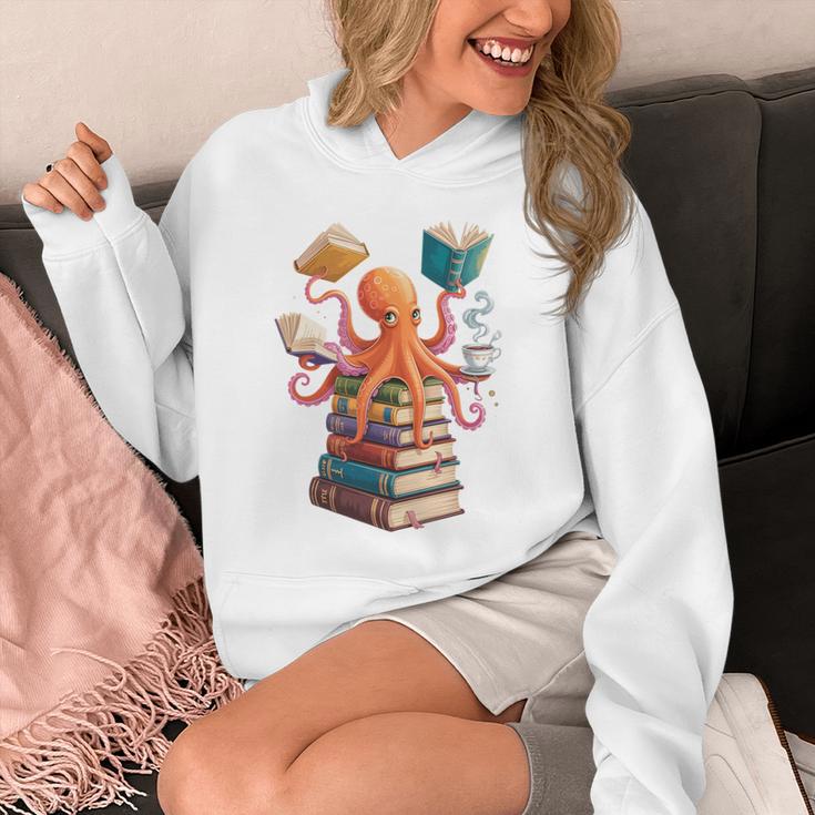 Octopus Book Reading Book Reader Ocean Octopus Premium Tri-Blend Unisex Hoodie