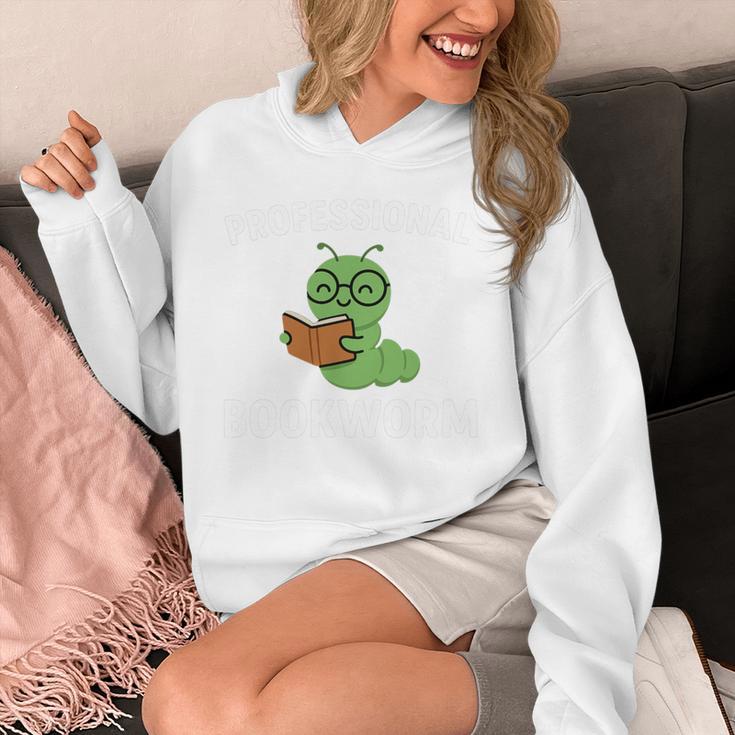 Professional Bookworm Reading Lover Cute Worm Glasses Book Unisex Hoodie