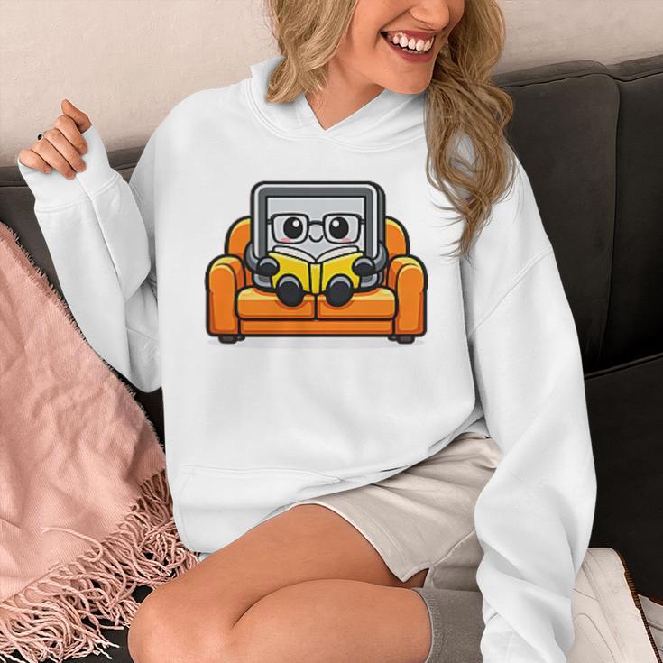 Proud Library Patron Cute Tablet Reading a Book Unisex Hoodie