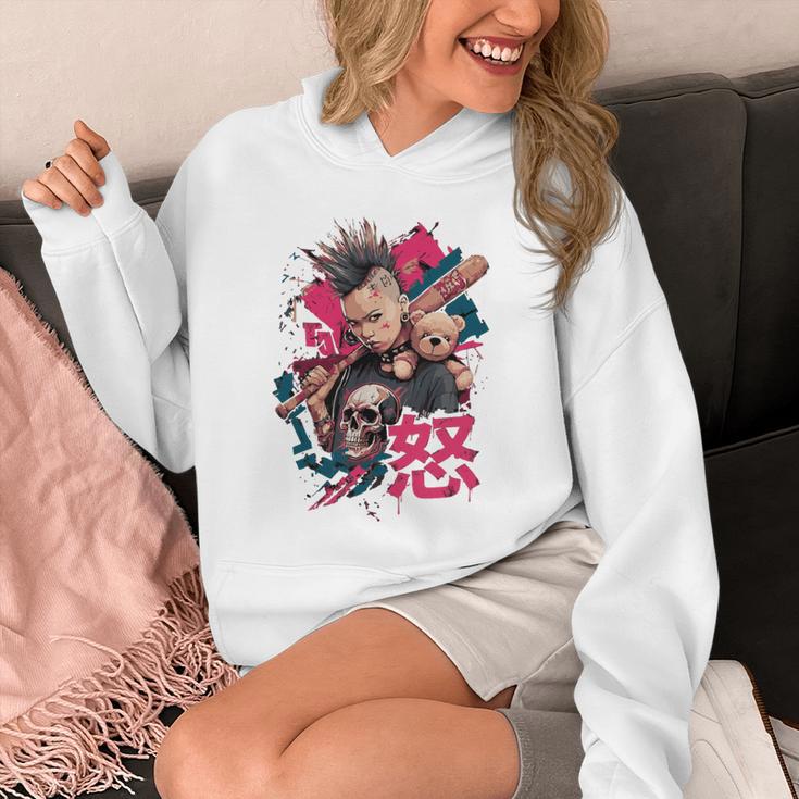 Punk Girl With Anger Kanji And Baseball Bat Unisex Hoodie Punk Girl With Anger Kanji And Baseball Bat Unisex Hoodie