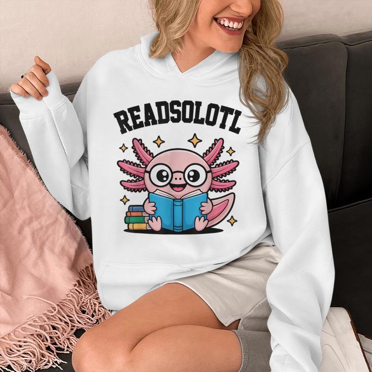 Readsolotl Pink Kawaii Axolotl Book Lover Reading Unisex Hoodie