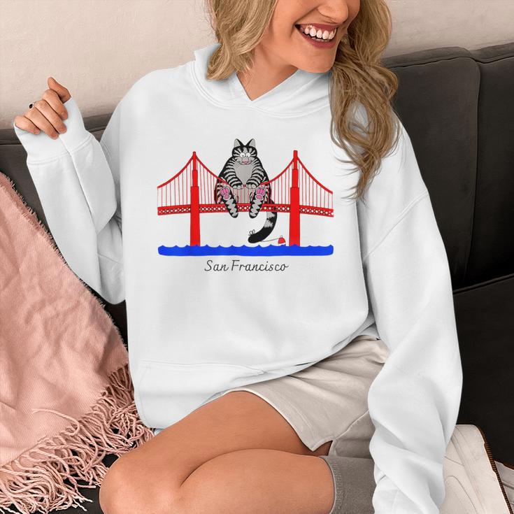 San Francisco Cat Golden Gate Bridge Book Lover Vintage Unisex Hoodie