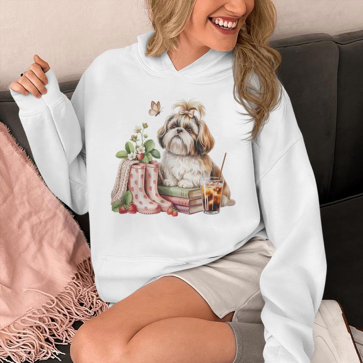 Shih Tzu Dog Garden Collections Books And Strawberries Unisex Hoodie