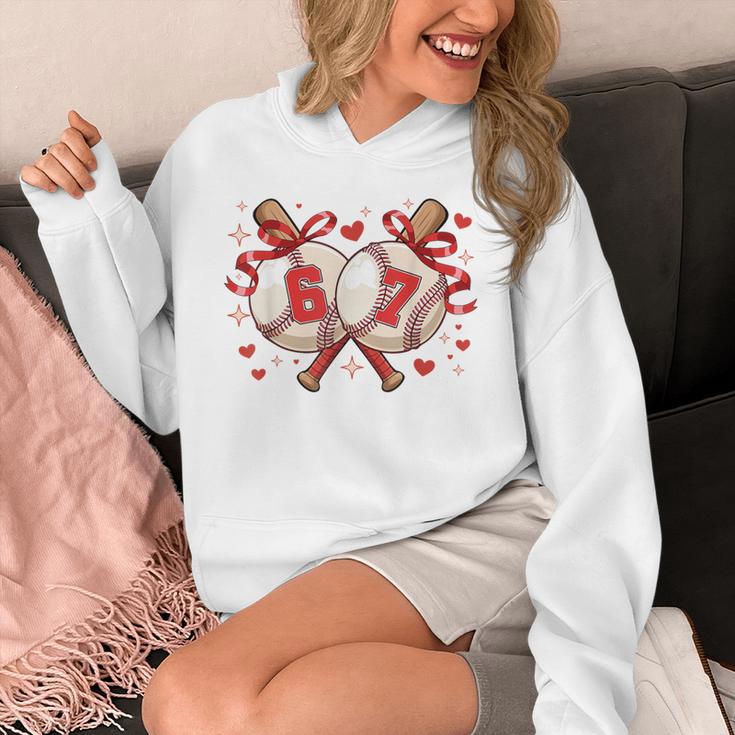 Six Seven 67 Meme Baseball Coquette Bow Valentine Unisex Hoodie