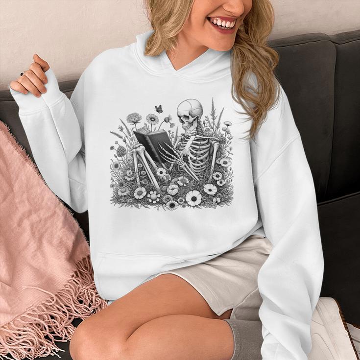 Skeleton Reading Book Floral Bookish Aesthetic Book Lover Unisex Hoodie Skeleton Reading Book Floral Bookish Aesthetic Book Lover Unisex Hoodie