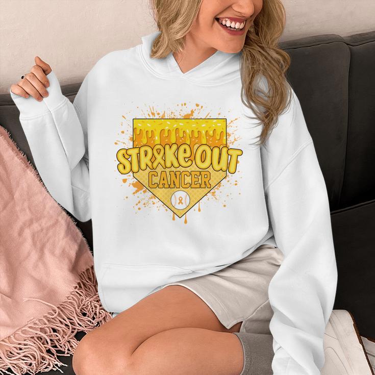 Strike Out Childhood Cancer Boys Baseball Drip Gold Ribbon Unisex Hoodie