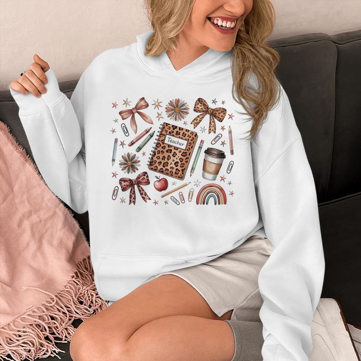 Teacher Coquette Bow Book First Day Of School Back To School Unisex Hoodie Teacher Coquette Bow Book First Day Of School Back To School Unisex Hoodie