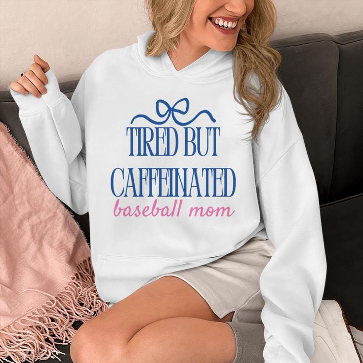 Tired But Caffeinated Baseball Mom Trendy Tired Baseball Mom Unisex Hoodie