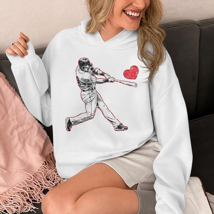 Valentines Baseball Batter Heart Player Silhouette Premium Tri-Blend Unisex Hoodie