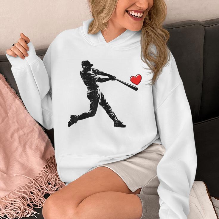 Valentines Day Baseball Batter Silhouette Heart Men Boys Kid Unisex Hoodie
