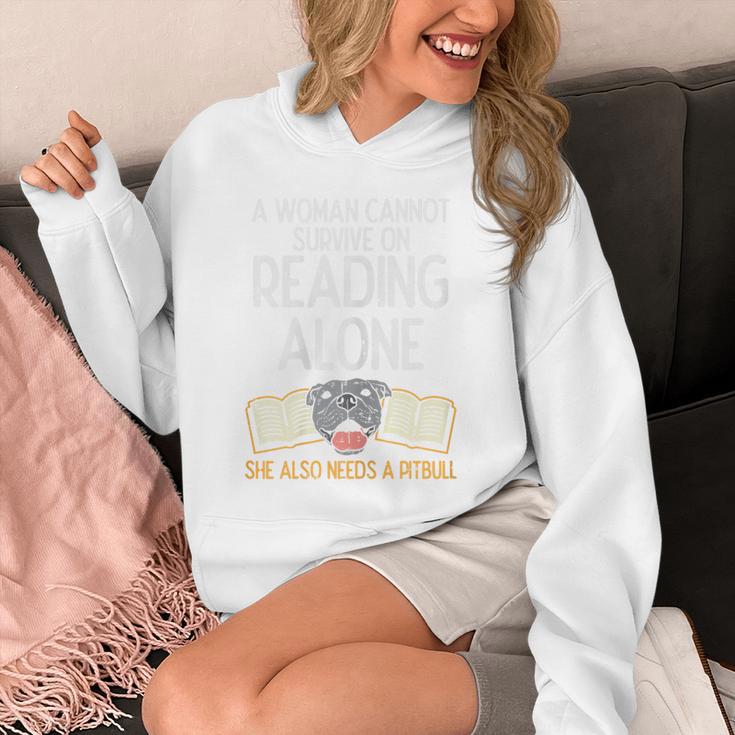 Woman Book Librarian Reading Pitbull Dog Owner Women Unisex Hoodie