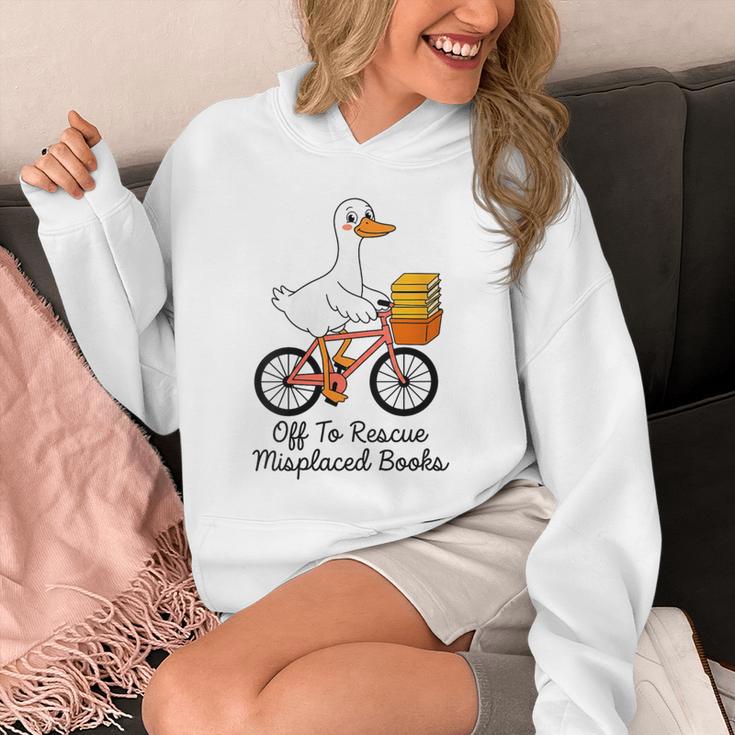 Women's Librarian Goose Book Lover Humor Reading Goose Unisex Hoodie