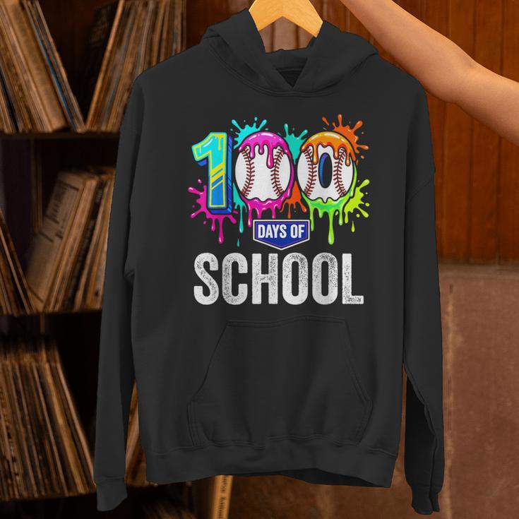 100 Days Of School Dripping Baseball Boys Kids Teacher Unisex Hoodie
