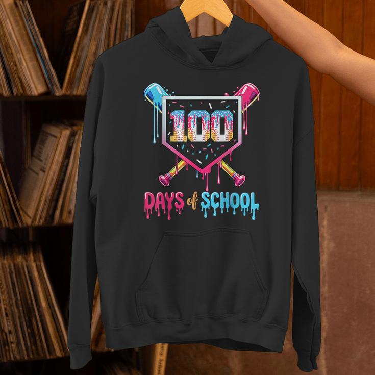 100 Days Of School Ice Cream Drip Baseball 100 Days Smarter Unisex Hoodie