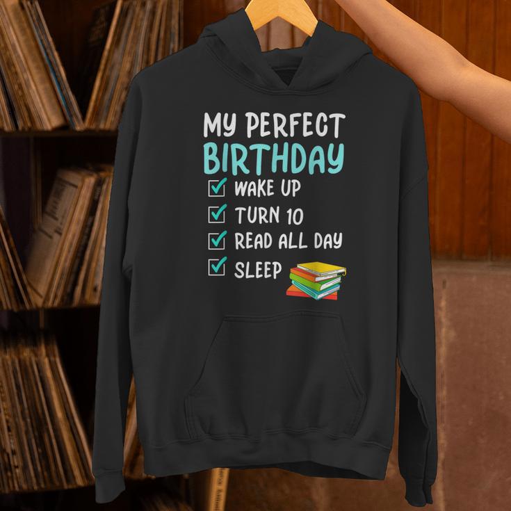 10th Perfect Birthday Reading 10 Years Old Book Lover Unisex Hoodie