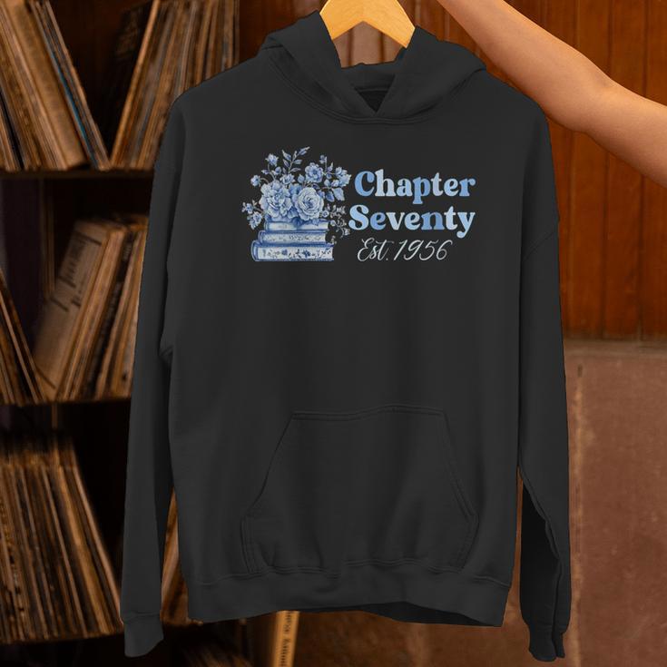 1956 Chapter Seventy 70th Birthday Blue Toile Floral Book Unisex Hoodie
