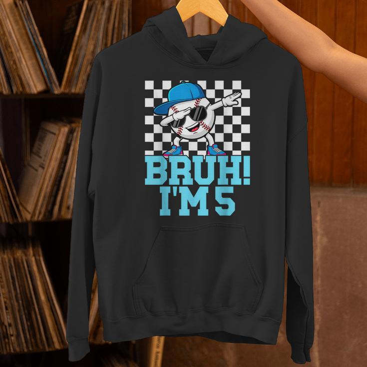 5th Birthday Dabbing Baseball Boys Bruh I'm 5 Year Old Unisex Hoodie