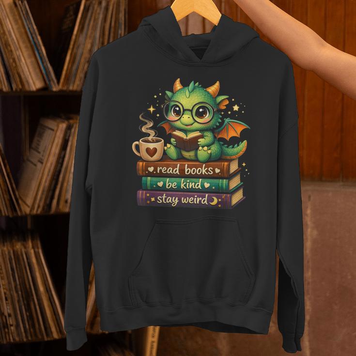 Adorable Dragon Read Books Be Kind Stay Weird Fantasy Lover Unisex Hoodie