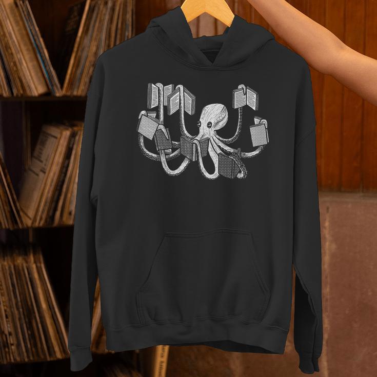 Armed With Knowledge Book Loving Octopus Librarian Art Unisex Hoodie Armed With Knowledge Book Loving Octopus Librarian Art Unisex Hoodie