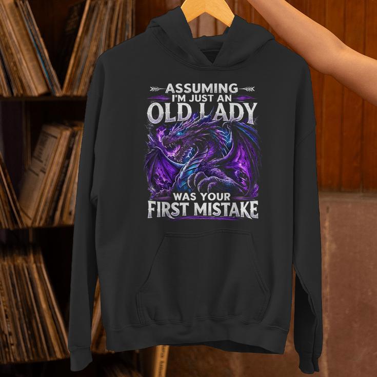 Assuming I'm Just An Old Lady Fantasy Book Reader Mom Dragon Unisex Hoodie