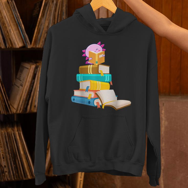 Axolotl Reading Book Bookworm Book Lover Girls Boys Unisex Hoodie