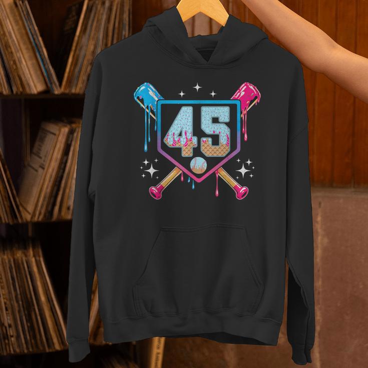 Baseball 45 Year Old Ice Cream Drip 45th Birthday Number 45 Unisex Hoodie