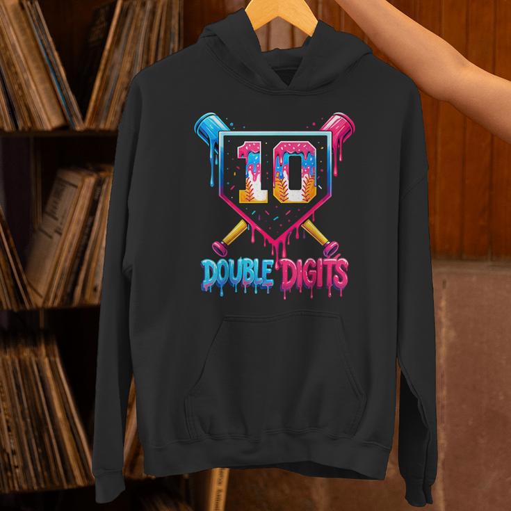 Baseball Drip 10th Birthday Boy Double Digits Ice Cream Drip Unisex Hoodie