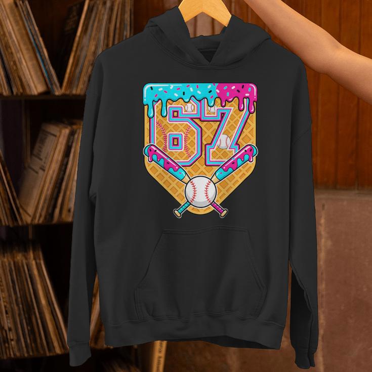 Baseball Drip Number 67 Ice Cream Home Plate Drip Unisex Hoodie